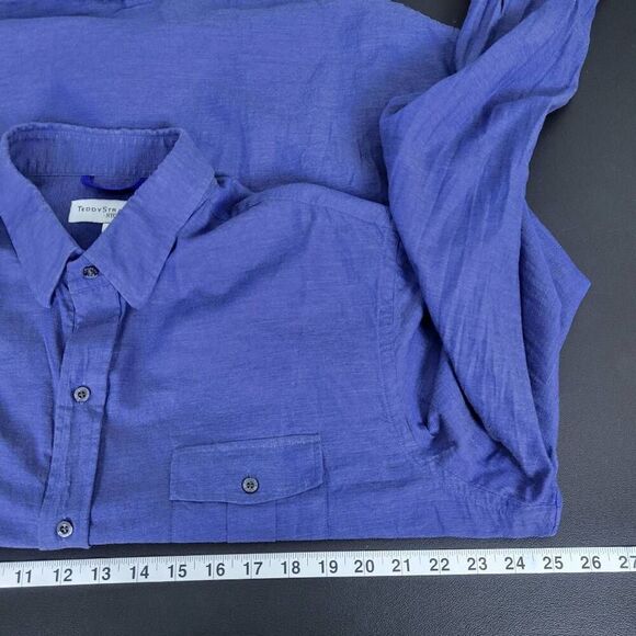 Teddy Stratford Mens NYTD Zip Fit Shirt Size XXL Blue Long Sleeve Twill Athletic - Picture 7 of 8